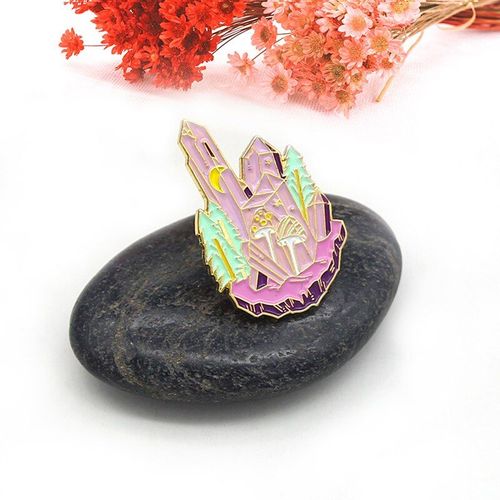 Cristal Palace Émail Broches Étoile Lune Champignon Arbre Épinglette Sac À Dos Vestes Punk Badge Cadeaux Pour Les Amis