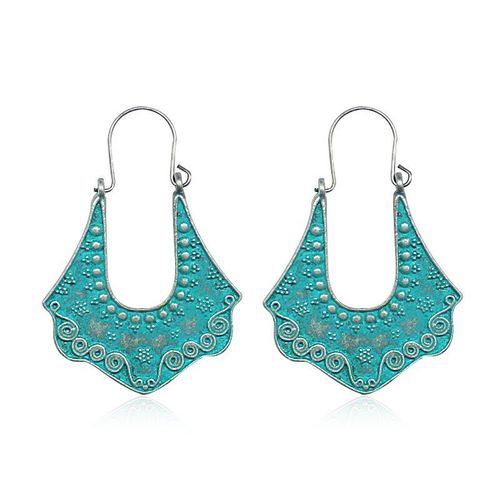 Vintage Bronze Métal Boucles D'oreilles Forme Géométrique Sculpté Unique Rétro Boucle D'oreille Charme Bijoux Filles Dame Cadeau