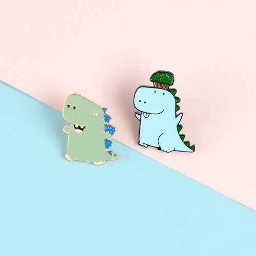 Japon Et Corée Mignon Dessin Animé Vert Dinosaure Grand Arbre Colonne Vertébrale Émail Broches Filles Vêtements Correspondant Décoration Broches Bijoux