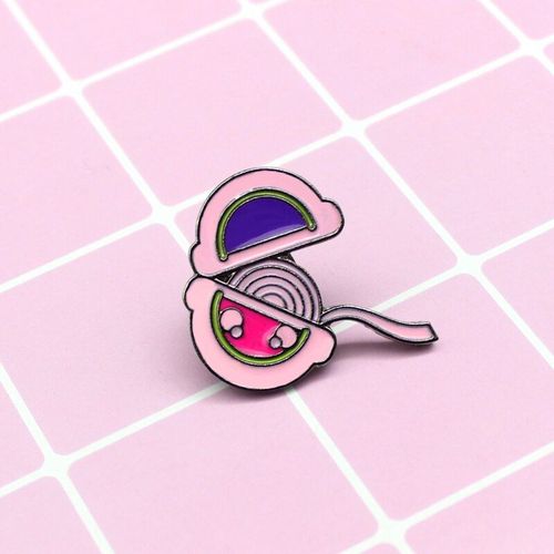 Mignon Bulle Gomme Pin Rose Bande Dessinée Cercle Volume Rouleau Bulle Gomme Broche Gomme À Mâcher Émail Pin Veste Badge Enfant Bijoux Cadeau