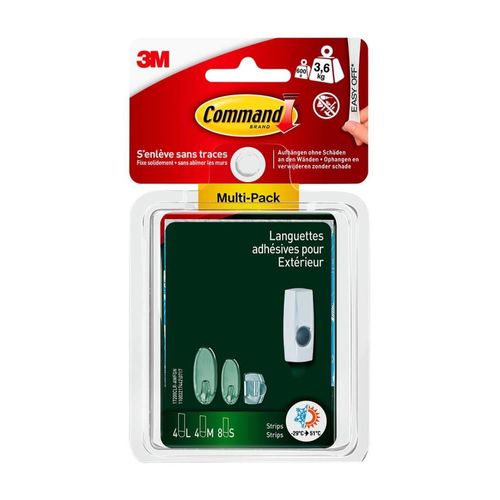 3M - COMMAND Multi-Pack LANGUETTE Adhésive x 16 - EXTERIEUR
