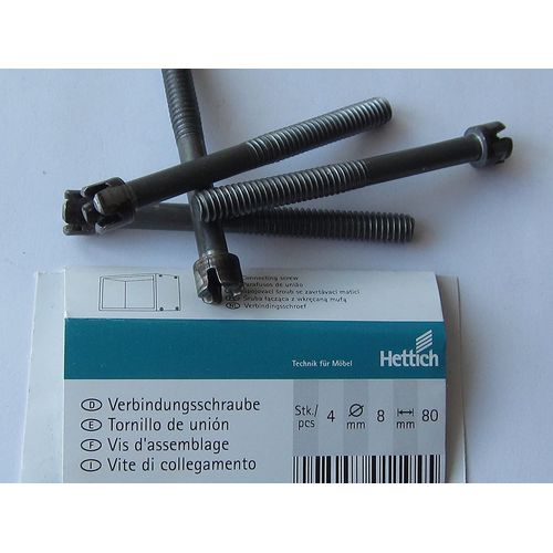 HETTICH Vis d'assemblage pour MEUBLE L= 80 mm ø 8 acier brut [ref. 9136777]