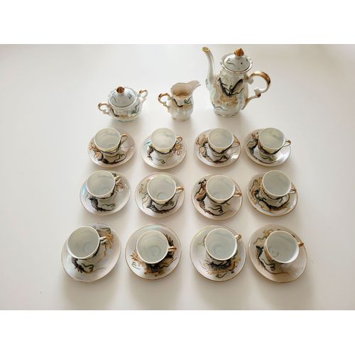 Service Thé/Café Porcelaine Chinoise Décor Dragon Top China Kutani Pour 12 Pers.
