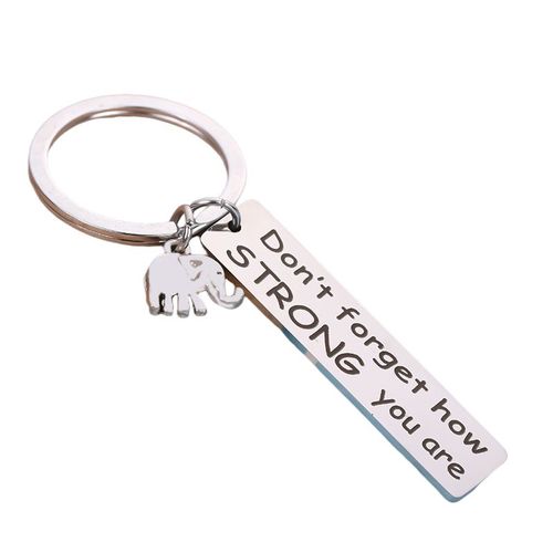 Porte-clés avec éléphant et texte inspirant Argent
