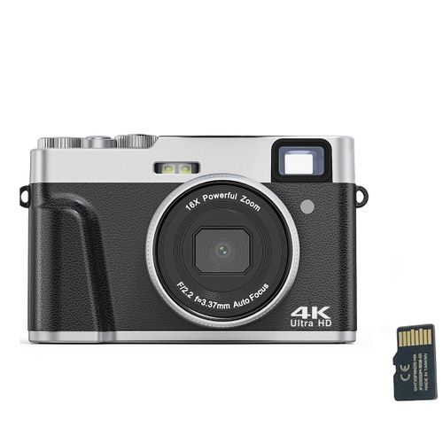 Appareil photo numérique 4K/48MP/16X Zoom/Autofocus/Viseur/Anti-Shake avec carte 32 Go