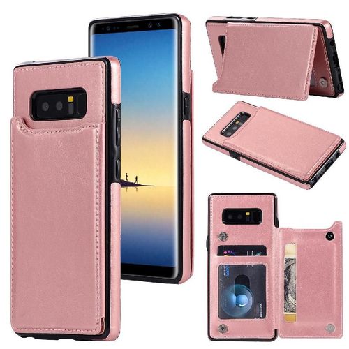 Portefeuille Étui Pour Samsung Galaxy Note8 Cuir Pu Avec Titulaire De La Carte Fermoir Magnétique Double Bicelle Fentes Pour Cartes - Couleur Rose