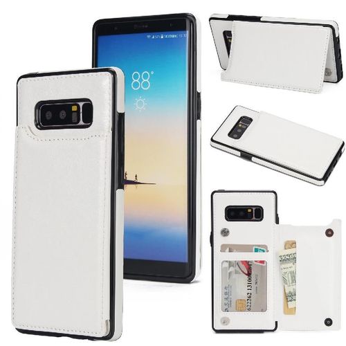 Portefeuille Étui Pour Samsung Galaxy Note8 Cuir Pu Avec Titulaire De La Carte Fermoir Magnétique Double Bicelle Fentes Pour Cartes - Blanc