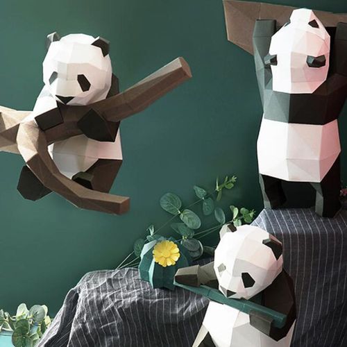 Panda Dans L'arbre 3d Stéréoscopique Papier Modèle Bricolage À La Main Moule Papier Décoration Ornements Jouets Géométrique Origami (Papier De Carte)