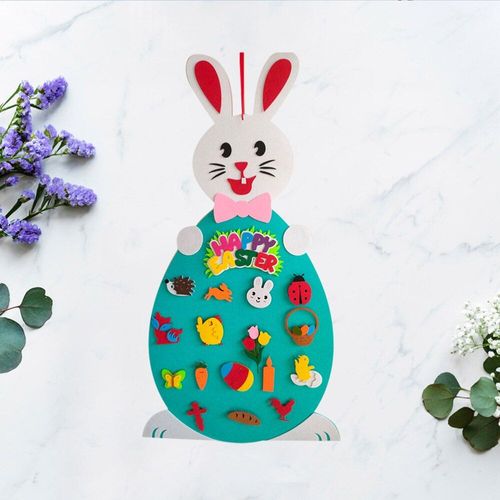 1pc Pâques Jeu Pendentifs Drôle Enfants Jeu Cadeau Dessin Animé Bricolage Feutre Lapin Oeuf De Pâques Pendentifs Festival Pâques Début Jeu Éducatif
