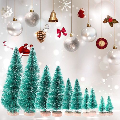 36 Pièces Mini Arbre De Noël Ornements Pins Modèles Miniature Noël Arbres Verts Table Décor Artisanat Pour Fête Décoration De La Maison