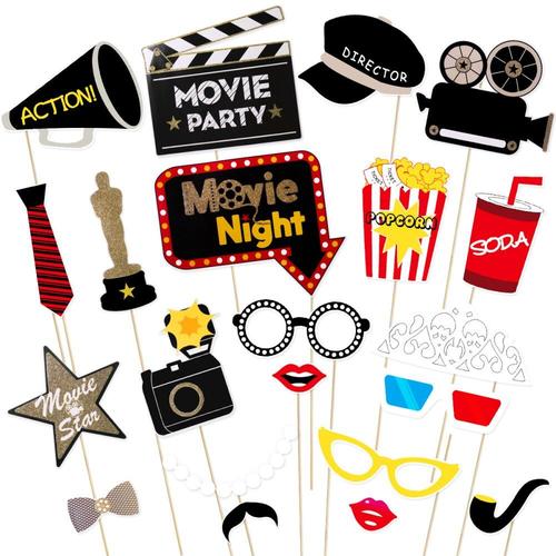 Tinksky 21 pièces Hollywood Style fête masque accessoires Photo Bachelorette fête mariage décor moustache fête d'anniversaire fournitures