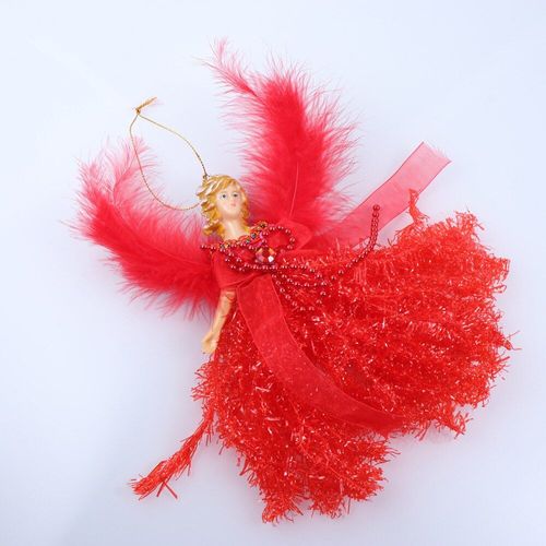 Ange De Noël Pendentif Suspendu Belle Peluche Poupée Pendentif Ornement Fête Fournitures Pour La Maison Arbre De Noël (Rouge)