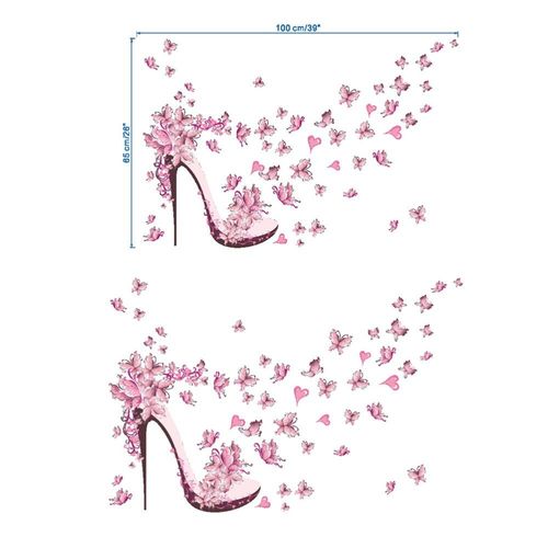 Haut Talon Papillons Autocollant Mural Vinyle Amovible Art Stickers Muraux Pour Salon Tv Canapé Fond Décoration
