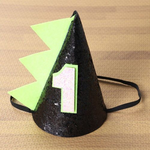 Chapeau De Fête À Thème Pour Bébé, Casquettes De Fête De 1er Anniversaire, Fournitures De Décoration De Fête Pour Bébé, Accessoires Pour Cheveux (Vert)