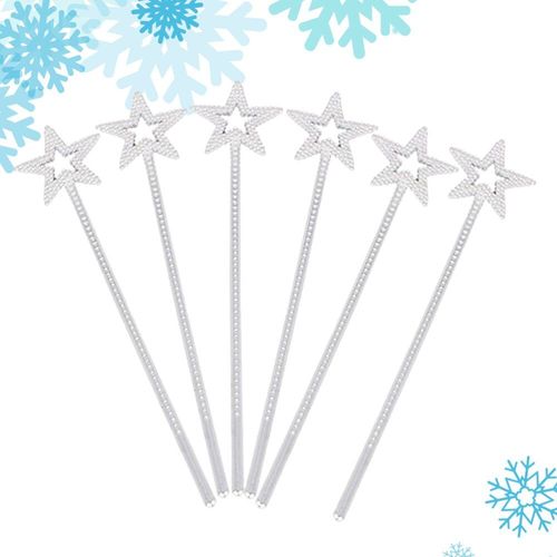 6 Pièces Baguettes Galvanoplastie Pentagramme Argent Ange Fée Baguette Pour Fête D'anniversaire Cosplay Mariage