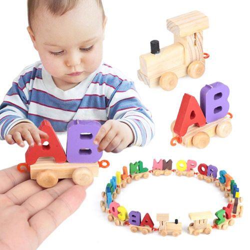 Jouet De Train En Bois, Puzzle De Lettres, 26 Trains D'alphabet Anglais, Combinaison, Apprentissage, Éducation, Jouets Pour Enfants, A-Z