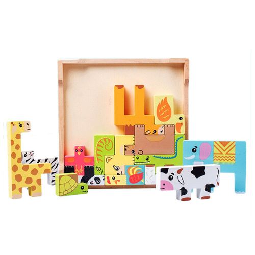 Puzzle En Bois, Planche De Tangram, Animal Non Toxique, Tetris Coulissant, Jouets De Développement Éducatif Pour Garçon Et Fille, Cadeau D'anniversaire #40
