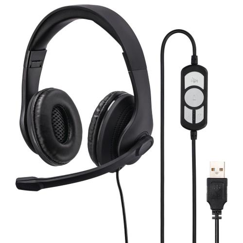 Casque micro de bureau pour PC "HS-USB300", stéréo, noir