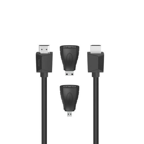Câble HDMI? hte vit., Ultra-HD 4K, Ethernet, 1,50m + 2 adaptat. HDMI?