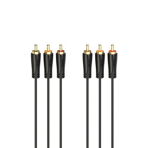 Câble audio/vidéo, 3 fich. RCA mâles - 3 fich. RCA mâles, doré, 3,0 m