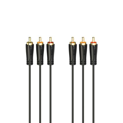 Câble audio/vidéo, 3 fich. RCA mâles - 3 fich. RCA mâles, doré, 3,0 m