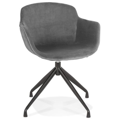 Chaise Design Avec Accoudoirs 'grapin' En Velours Gris