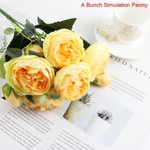 Frigg 30cm Rose Rose soie pivoine fleurs artificielles Bouquet 5 grande  tête 4 bourgeon pas cher fausse fleur pour la maison mariage décoration  d'intérieur~Artificial peony 2 | Rakuten