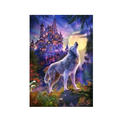 Puzzle Adulte L Appel Du Loup Au Clair De Lune Et Le Chateau - 1000 Pieces - Collection Paysage Animaux Sauvages