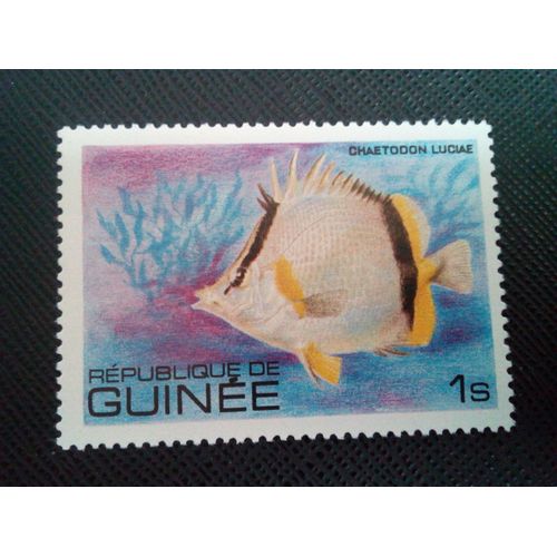 Timbre Guinee Yt 659 Poisson-Papillon À Trois Bandes (Chaetodon Luciae) 1980 ( 030305 )