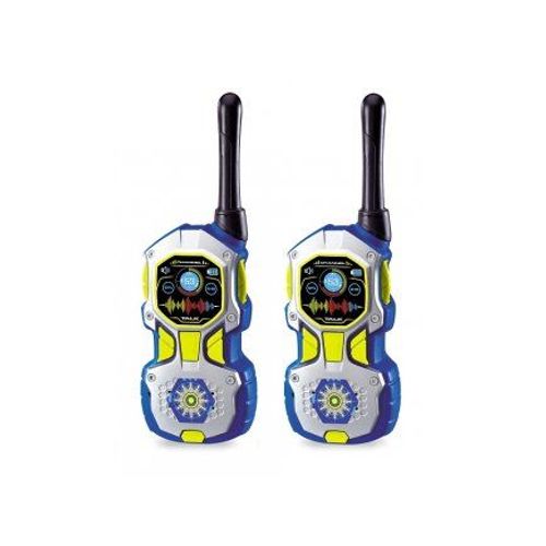 Set Talkie Walkie Enfants Police - Portee 80 M, Antenne Flexible, Clip Ceinture, Piles Incluses - Jouet Communication - Bleu / Gris