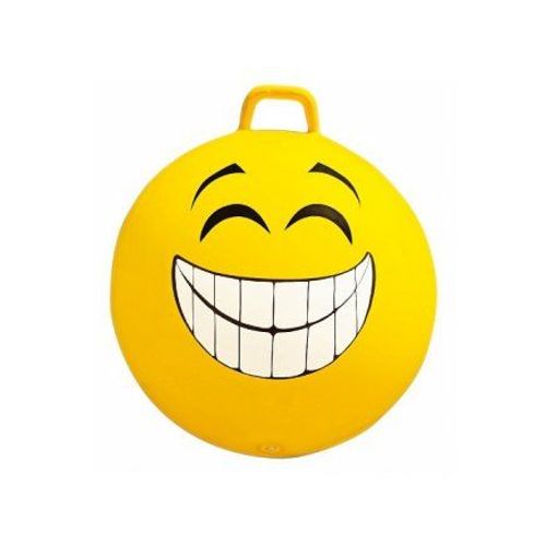 Ballon Sauteur Xxl 65 Cm Jaune Visage Souriant - Pvc Robuste, Poignee - Jouet D'interieur - Enfant / Adulte - 80 Kg Max