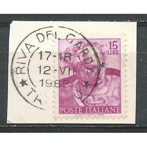 Fresques De Michel-Ange, Timbre Italie 1961 N° 829 Sur Fragment De Carte Postale Avec Belle Oblitération "Riva Del Garda" 12 Juillet 1965