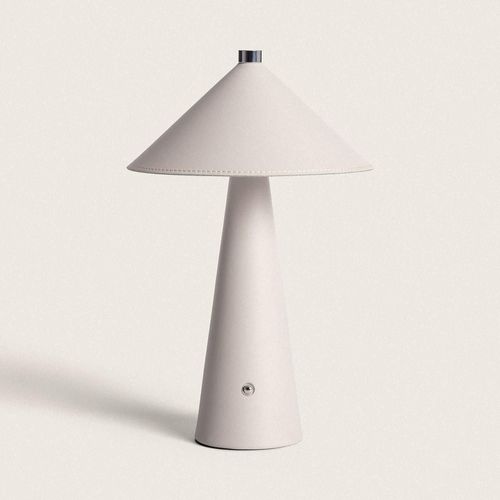 Lampe À Poser Led 3w Portable Cuir Et Métal Avec Batterie Usb Rechargeable Nhalma Beige
