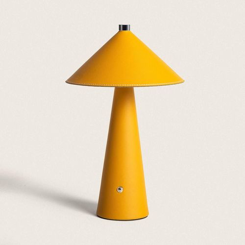 Lampe À Poser Led 3w Portable Cuir Et Métal Avec Batterie Usb Rechargeable Nhalma Jaune