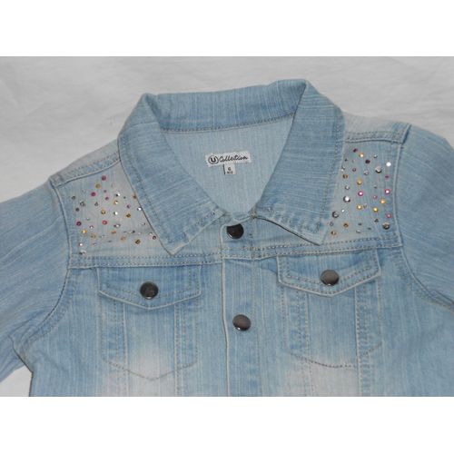 Veste En Jean Denim Pour Fille Déco Clou Colorés 6 Ans État Neuf