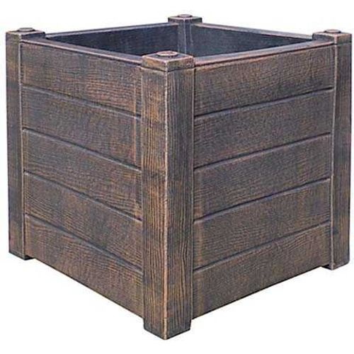 Jardinière En Polyéthylène Imitation Bois Teak 40 X 40 X 40 Cm