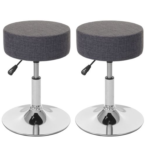 2x Tabouret Hwc-C22, Hauteur Réglable, Ø 35 Cm, Tissu   Gris