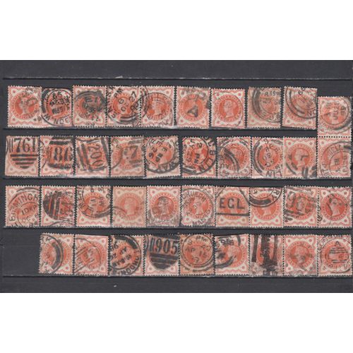 Accumulation De 39 Timbres N°91 De Grande-Bretagne Obliteres De 1887