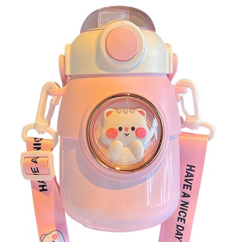 Bouteille D'eau Thermique Sans Bpa Avec Sangle Et Paille Gourde Isolée Gourde De Sport Pour Voyage Randonnée Vélo Course 700ml