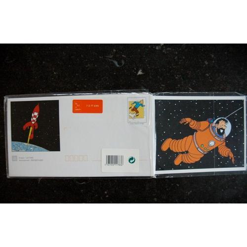 Tintin - Enveloppe Timbrée Illustrée Et Carte De Correspondance Assortie - Les Prêt À Souhaiter