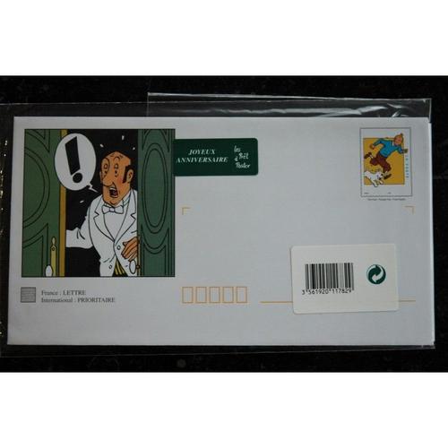 Tintin - Enveloppe Timbrée Illustrée Et Carte De Correspondance Assortie - Les Prêt À Poster - Joyeux Anniversaire