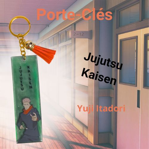 Porte-clés Jujutsu Kaisen "Yuji" fond vert