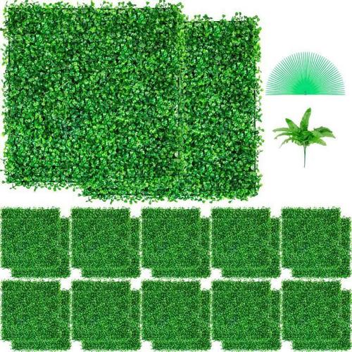 24pcs Mur Végétal Artificiel - Vevor - Muraux De Haie De Buis Uv 10"X10" Clôture