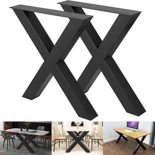 Pieds De Table - Vevor - 72 X 79 Cm - Forme X - Charge Max 1000 Kg - Pied De Meuble Métal - Noir