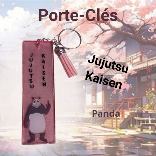 Porte-clés Jujutsu Kaisen "Panda" fond rose
