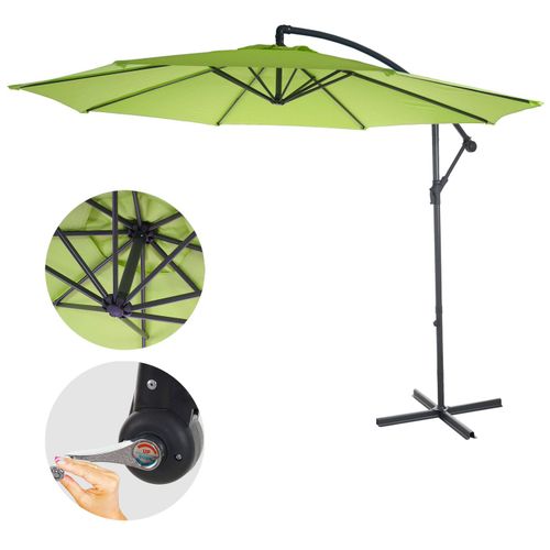 Parasol Déporté Semi-Pro Acerra, Protection Contre Le Soleil, 3m Inclinable   Vert Limon Sans Support