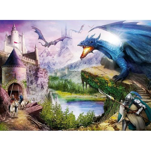 Puzzle Pièces Xxl - Chateau Et Dragon - Puzzle 200 Pièces