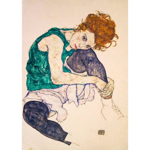 Egon Schiele - Seated Woman With Legs Drawn Up, 1917 - Puzzle 1000 Pièces