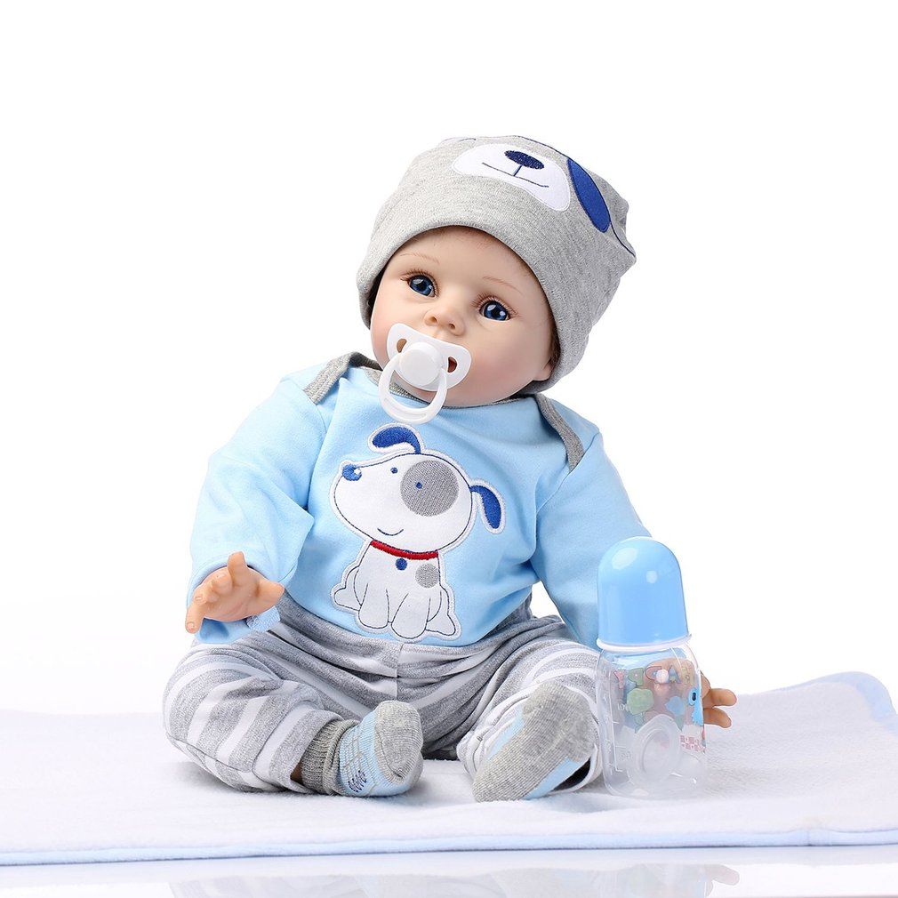 Poupees Bebes Reborn Silicone Jouer De Couchage Pour Bebe D Accompagnement Lifelike Doll Gris Et Bleu Rakuten