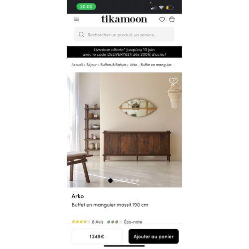 Buffet En Manguier Massif 190 Cm Neuf De Chez Tikamoon 